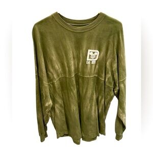 Walt Disney World Spirit Jersey Green Parks Long Sleeve Raised Letters Large